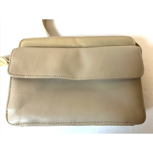 VTG Jacqueline Ferrar Leather Cream Beige Adj. Crossbody Purse Shoulder Pockets - Picture 2 of 14